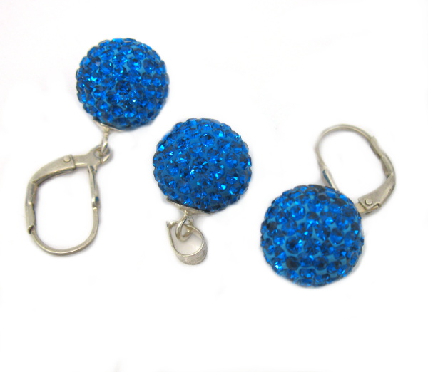 Stříbrná souprava Swarovski komponent 925/1000 ( královská modrá 011)