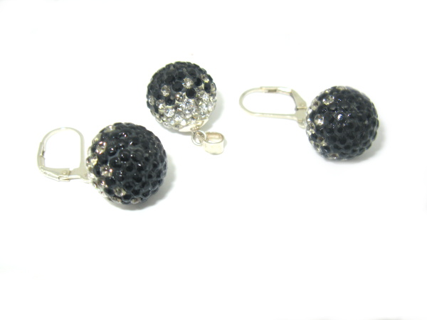 Souprava s kamínky Swarovski ( černo-bílá zdobené) 925/1000
