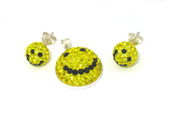 Stříbrná souprava s kameny Swarovski komponent 925/1000 (smile žlutý)
