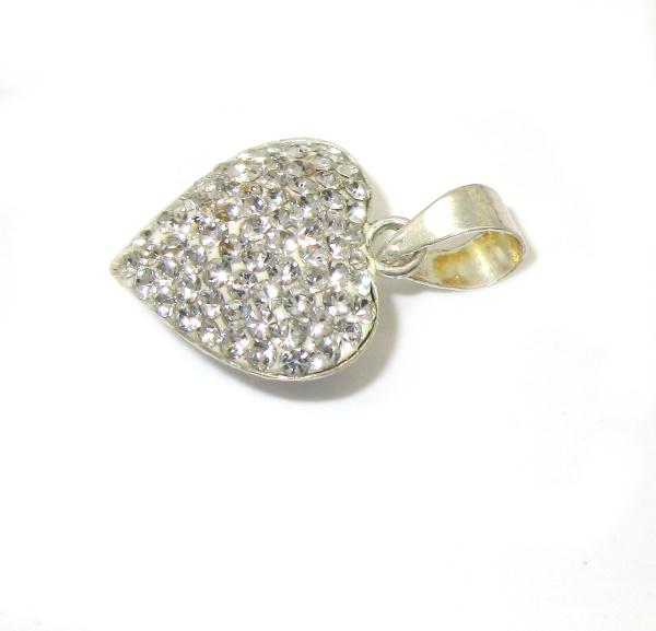 Stříbrný přívěšek s kamínky Swarovski komponent ( srdce láska)