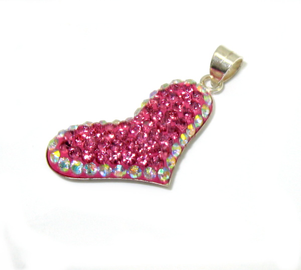 Stříbrný přívěšek 925/1000 (srdíčko swarovski komponent růžové 006)