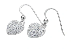 Stříbrné náušnice 925/1000 s kamínky Swarovski komponent (srdce 8554)