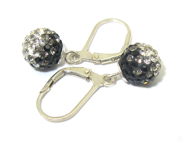 Stříbrné náušnice s kamínky Swarovski komponent 925/1000 (černo-bílé 78)