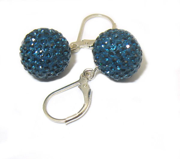 Stříbrné náušnice s kamínky Swarovski komponent 925/1000 ( modrá 0890)