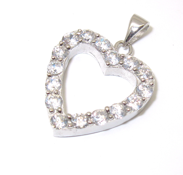 Stříbrný přívěsek srdíčko rhodium
