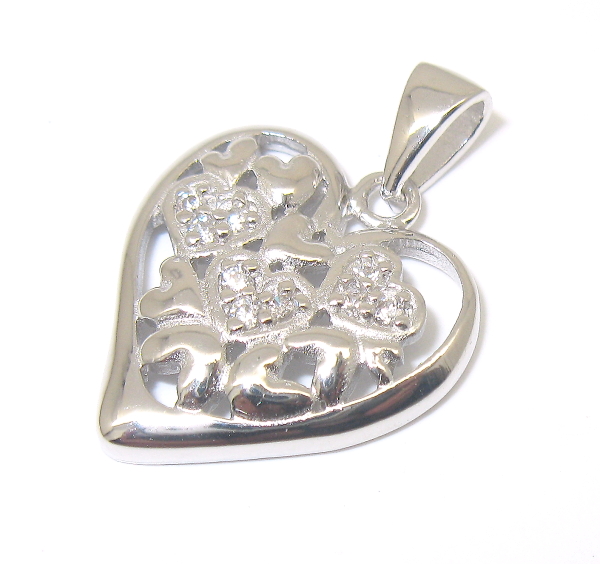 Stříbrný přívěsek srdíčko rhodium