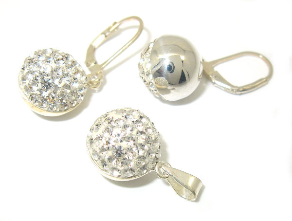 Stříbrný set Swarovski komponents 925/1000 ( půlkruh)
