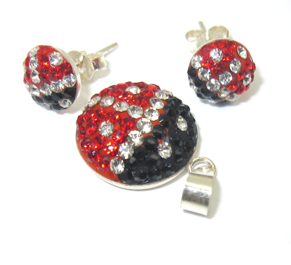 Stříbrný set Swarovski berušky
