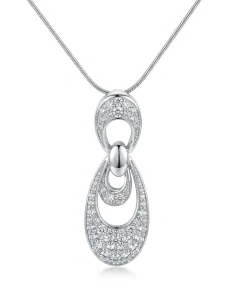 Šperky Nina - Stříbrný náhrdelník Trojitý ovál se zirkony – 925/1000 (Rhodium) - ret s priv H 002