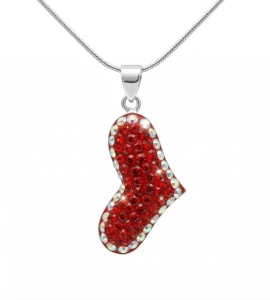 Šperky Nina - Stříbrný náhrdelník Asymetrické srdce s krystaly Swarovski – 925/1000 - ret s priv H 004