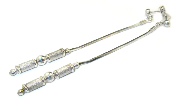Šperky Nina - Stříbrné náušnice bez kamínku dlouhé zdobené 925/1000 - ns ag H 0120