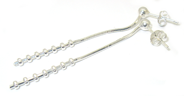 Šperky Nina - Stříbrné náušnice dlouhé zdobené bez kamínku 925/1000 - ns ag H 0140
