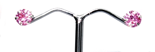 Stříbrné naušnice s kamínky zirkon - puzetky 925/1000 ( růžové pecky 435)