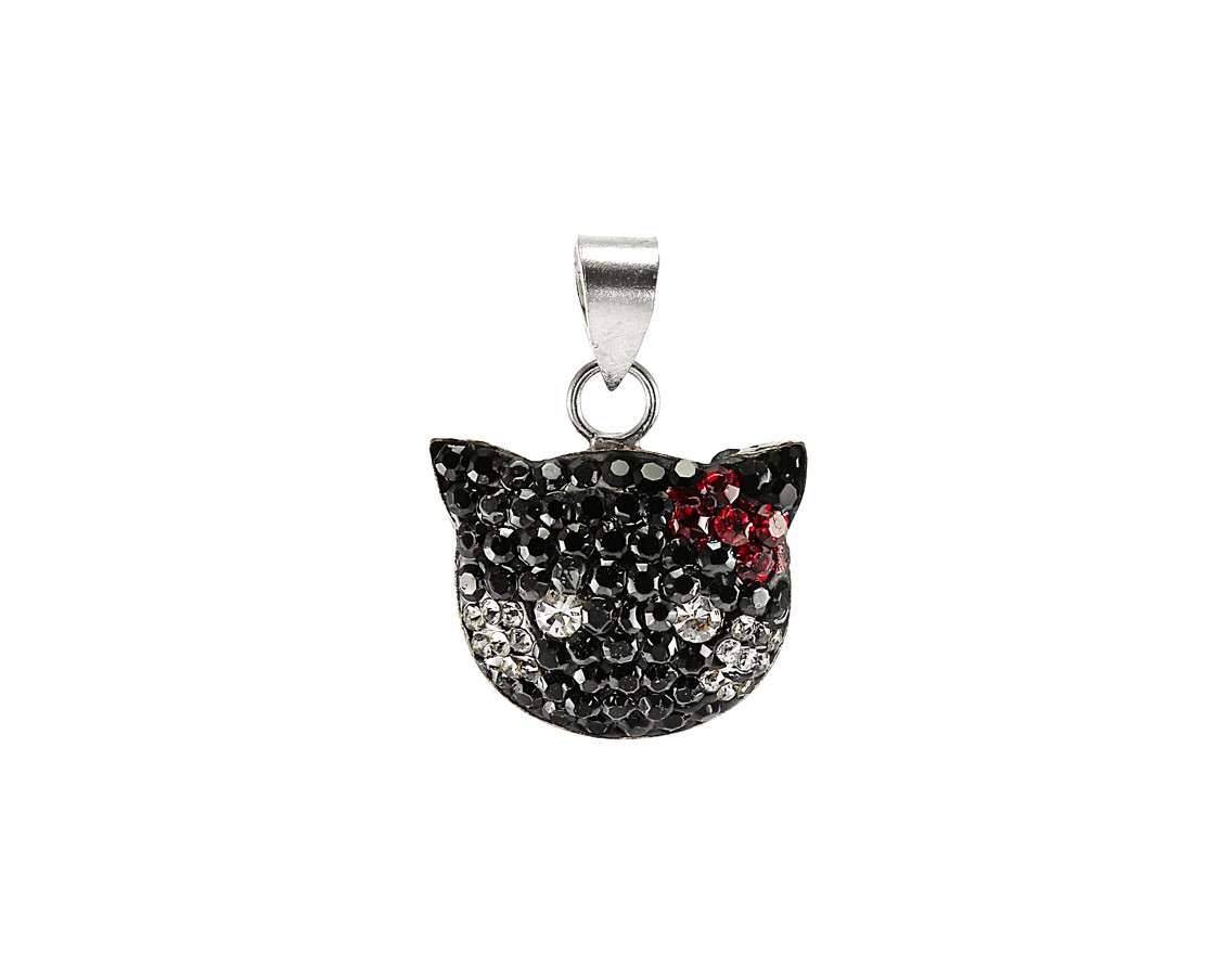 Šperky Nina - Stříbrný přívěšek kočka 925/1000 Swarovski komponent - pri ag kam H 113