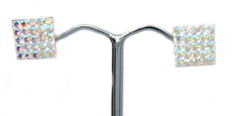 Stříbrné náušnice s kamínky komponent Swarovski 925/1000 (čtverec 7658900)