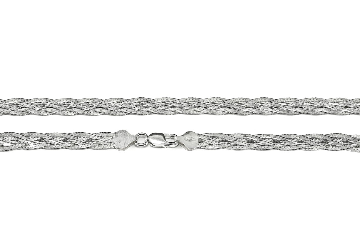 Šperky Nina - Luxusní pletený náhrdelník „Stříbrný cop“ 925/1000 – šířka 7 mm - nahr ag H 018