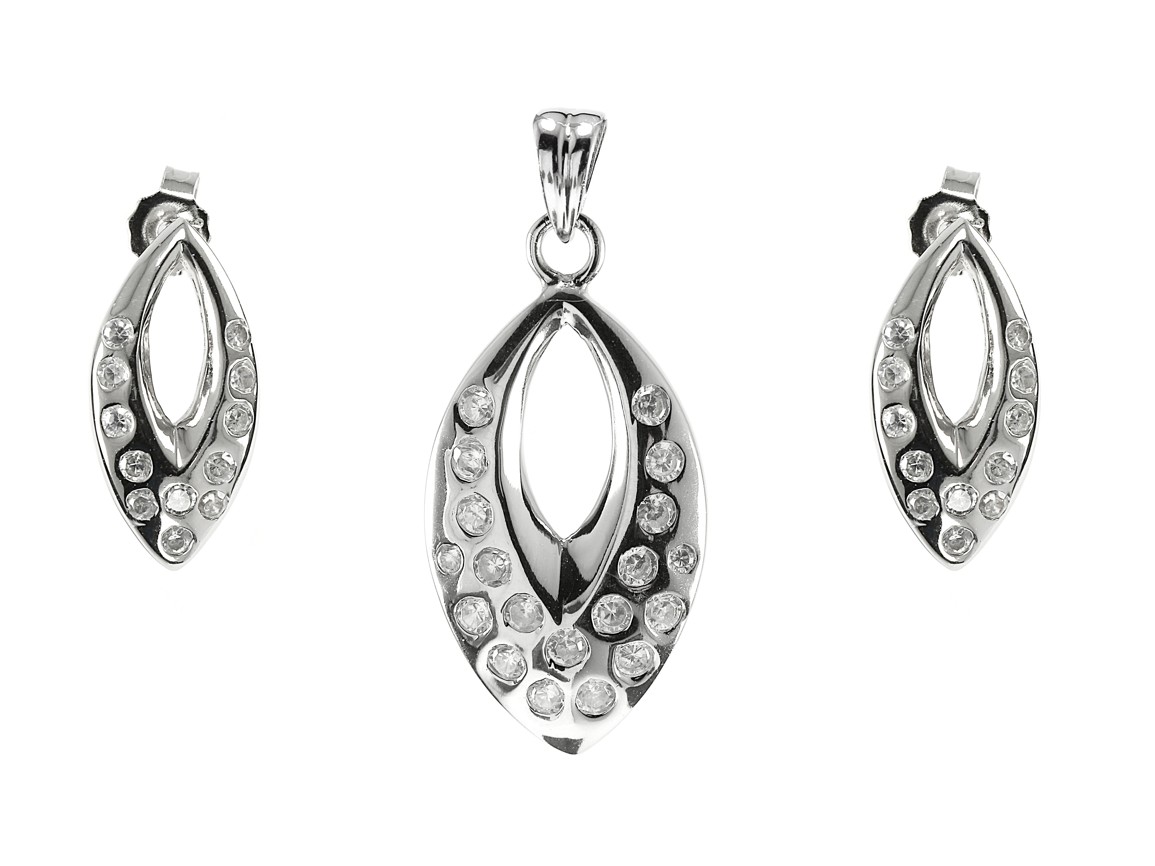 Šperky Nina - Stříbrný set s kamínky zirkon 925/1000 Adele - set ag H 079
