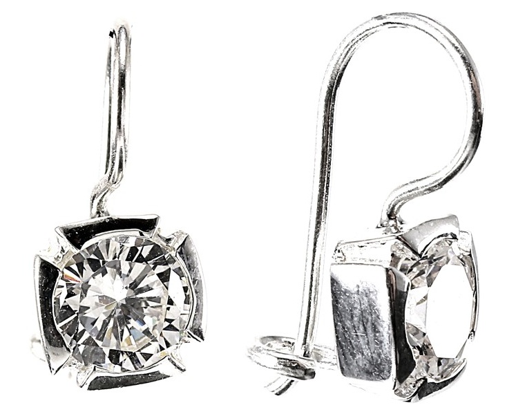 Šperky Nina - Stříbrné náušnice Brilliant Square s čirým zirkonem 925/1000 - ns ag kam H 185