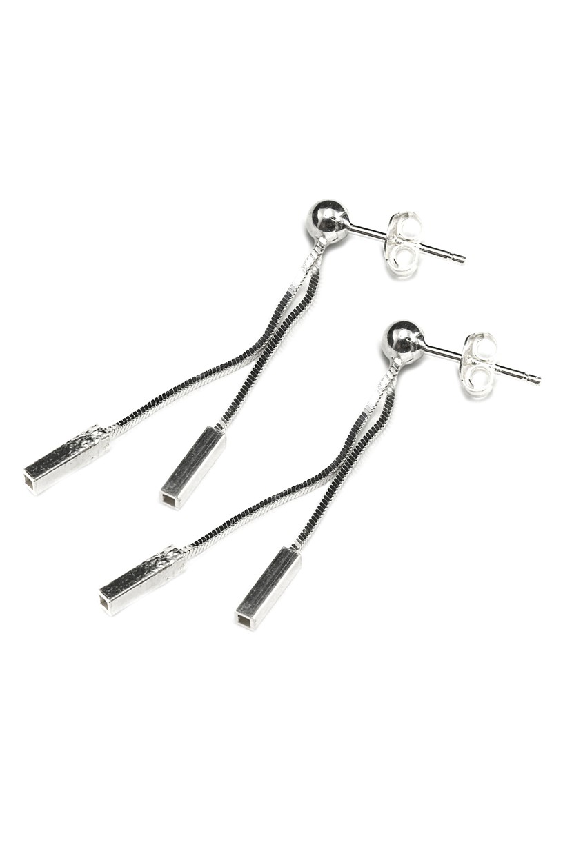 Šperky Nina - Stříbrné náušnice s geometrickými hranoly 925/1000 - ns ag H 243