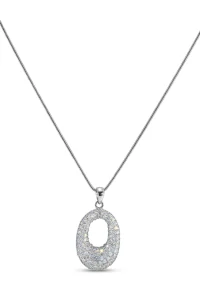 Šperky Nina - Stříbrný náhrdelník s oválným přívěskem s krystaly Swarovski 925/1000 - nahr ag H 050