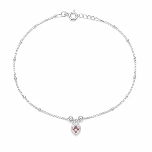 Šperky Nina – Stříbrný kotníkový náramek Růžové srdíčko se zirkonem (25 – 27 cm) 925/1000 - nak ag H 292