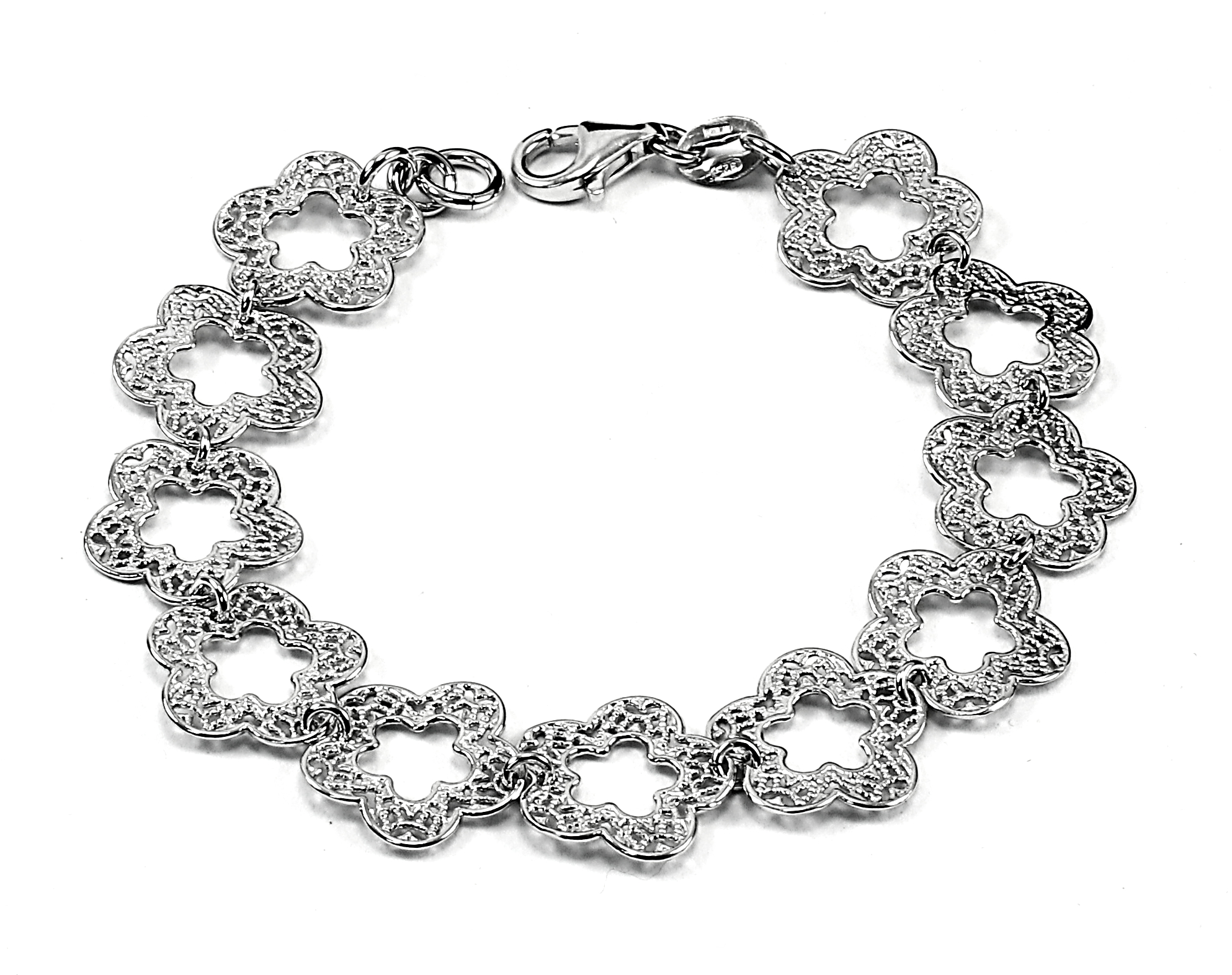 Šperky Nina - Stříbrný náramek 925/1000 - květiny - nar ag H 294