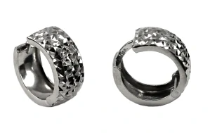Šperky Nina - Stříbrné náušnice kroužky s diamantovým brusem (15 mm) – 925/1000 - nak ag H 272