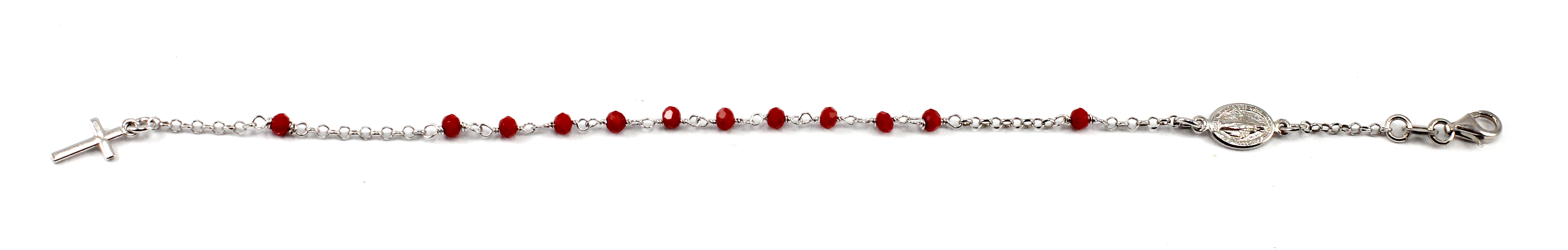 Šperky Nina - Stříbrný náramek - růženec červený 925/1000 - nar ag H 318
