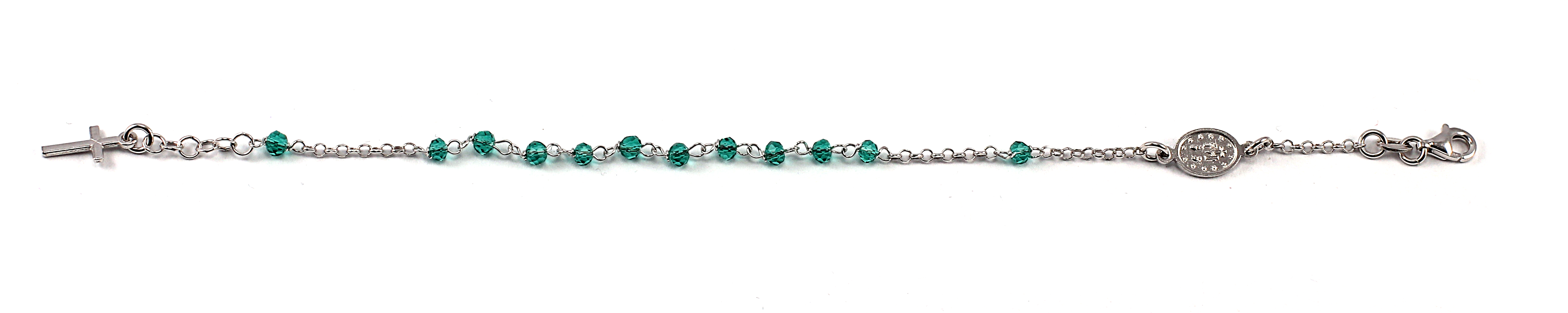 Šperky Nina - Stříbrný náramek - růženec zelený 925/1000 - nar ag H 319