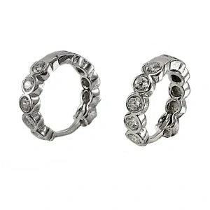 Šperky Nina - Stříbrné náušnice kroužky se zirkony (12 mm) – 925/1000 - ns ag kam h 310