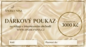 Šperky Nina - Dárková poukázka 3000 Kč - cert3000