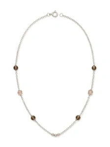 Šperky Nina - Dlouhý stříbrný náhrdelník s kouřovými krystaly (60 cm) – 925/1000 - ret ag h 512