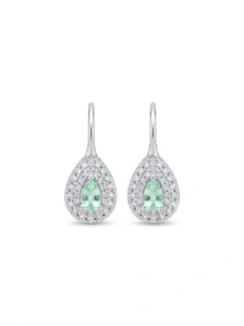 Šperky Nina - Stříbrné dětské náušnice Kapky štěstí s mentolovým zirkonem 925/1000 - ns ag kam h 320