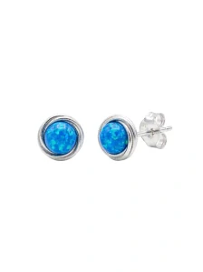 Šperky Nina - Stříbrné náušnice Blue Lagoon s opálem vlněného designu 925/1000 - ns ag kam h 323
