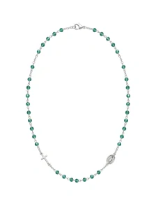 Šperky Nina - Nastavitelný stříbrný růžencový náhrdelník se smaragdovými korálky 925/1000 – Tajemství elegance - nahr 510