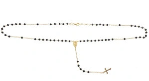 Šperky Nina – Stříbrný náhrdelník růženec pozlacený žlutým zlatem 925/1000 – Noir (51,5 – 53,5 cm) - ret zlac 015