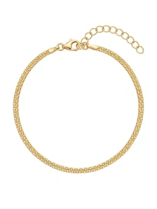 Šperky Nina – Jemný stříbrný náramek Bismark pozlacený žlutým zlatem 925/1000 – 2 mm (16 – 19 cm) - nar zlac 019