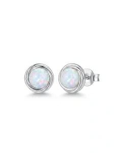 Šperky Nina – Stříbrné opálové náušnice Mléčná dráha 925/1000 (7 mm) - ns ag kam h 330