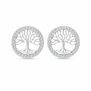 Šperky Nina – Stříbrné náušnice Kořeny života se zirkony 925/1000 (12 mm) - ns kam 331