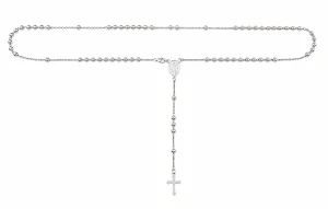 Šperky Nina – Celostříbrný náhrdelník Růženec s předním zapínáním (50 + 9 cm) 925/1000 - ret 800