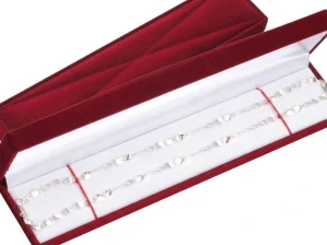 Šperky Nina – Luxusní sametová krabička na náhrdelník nebo náramek – vínová - krab62