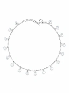 Šperky Nina – Rhodiovaný stříbrný nákotník Třpytivá romance se srdíčky (22 – 24,5 cm) 925/1000 - nak 326