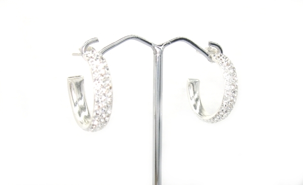 Stříbrné náušnice komponent Swarovski 925/1000 (půlkruhy s kamínky 80)