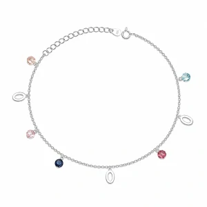 Šperky Nina – Stříbrný nákotník Mořská laguna s oválky a barevnými kuličkami (22,5 – 25 cm) 925/1000 - nak 331