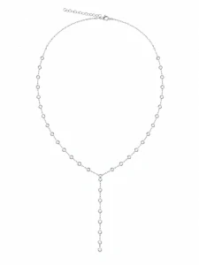 Šperky Nina – Rhodiovaný stříbrný náhrdelník Třpytivý vodopád se zirkony a dlouhým přívěskem (43 – 47 cm) 925/1000 - nahr 521