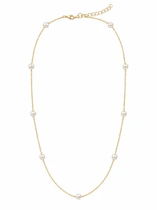 Šperky Nina – Pozlacený stříbrný náhrdelník Perlová čistota -  (40 – 45 cm) 925/1000 - ret zlac 019