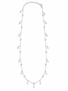 Šperky Nina – Rhodiovaný stříbrný náhrdelník Rosný třpyt s visícími kapičkami (40,5 – 45,5 cm) 925/1000 - nahr 524