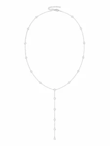 Šperky Nina – Rhodiovaný stříbrný náhrdelník Třpytivý pramen se zirkony a dlouhým přívěskem (41 – 45 cm) 925/1000 - nahr 526