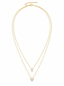 Šperky Nina – Pozlacený stříbrný dvojitý náhrdelník Dvě srdce v jednom (41 – 44,5 cm) 925/1000 - ret zlac 023 