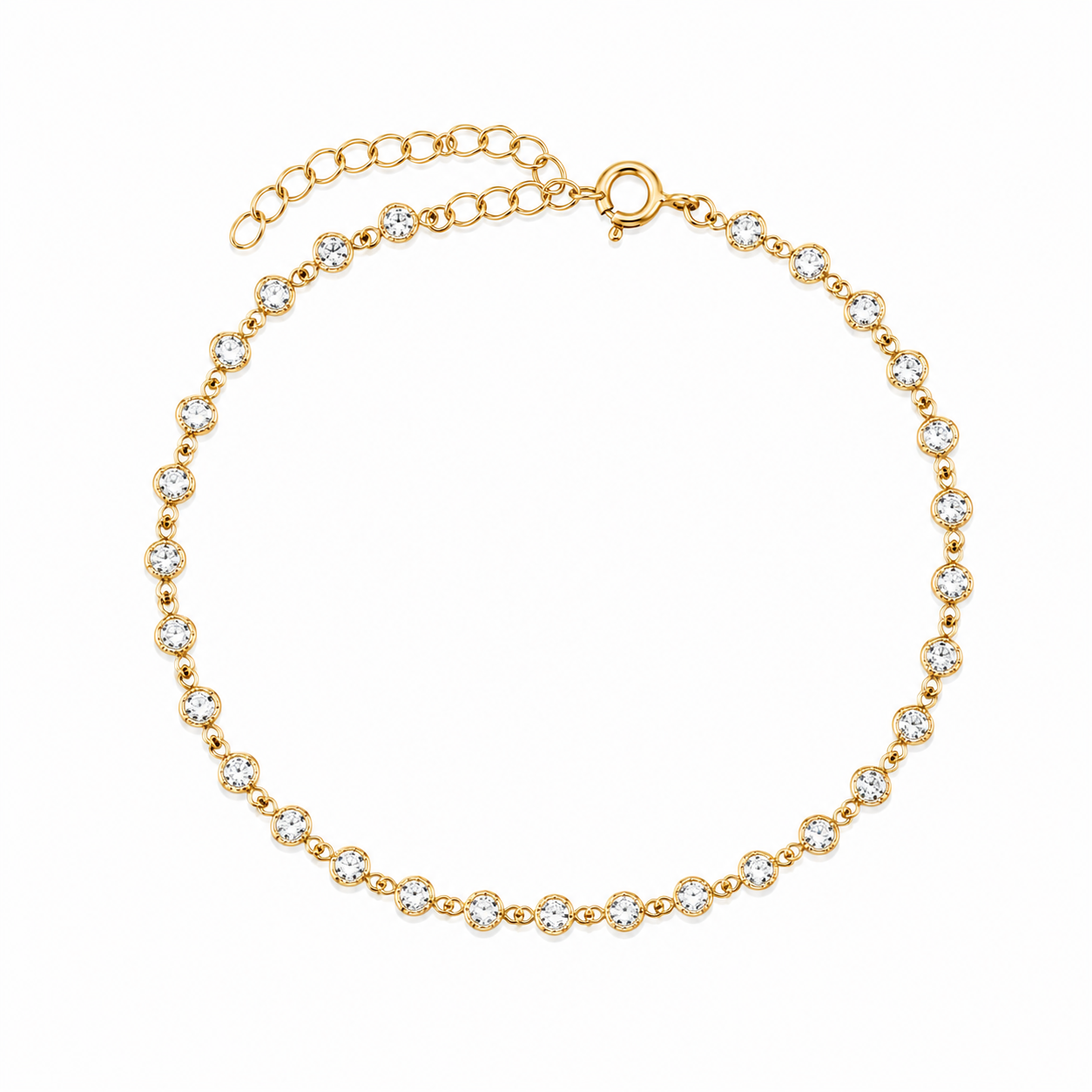 Šperky Nina – Pozlacený stříbrný náramek Třpytivá linie se zirkony (16,5 – 19,5 cm) 925/1000 - nar zlac 022
